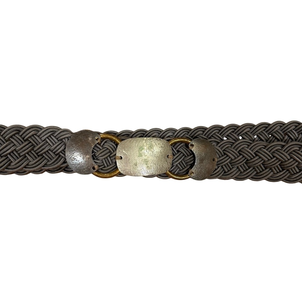 Vtg Marjorie Baer San Fran‎ Art to Wear Braided Cord Belt Gray Metal Buckle 39"